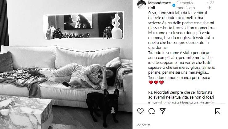 Andrea Cerioli e Arianna Cirrincione dolce dedica