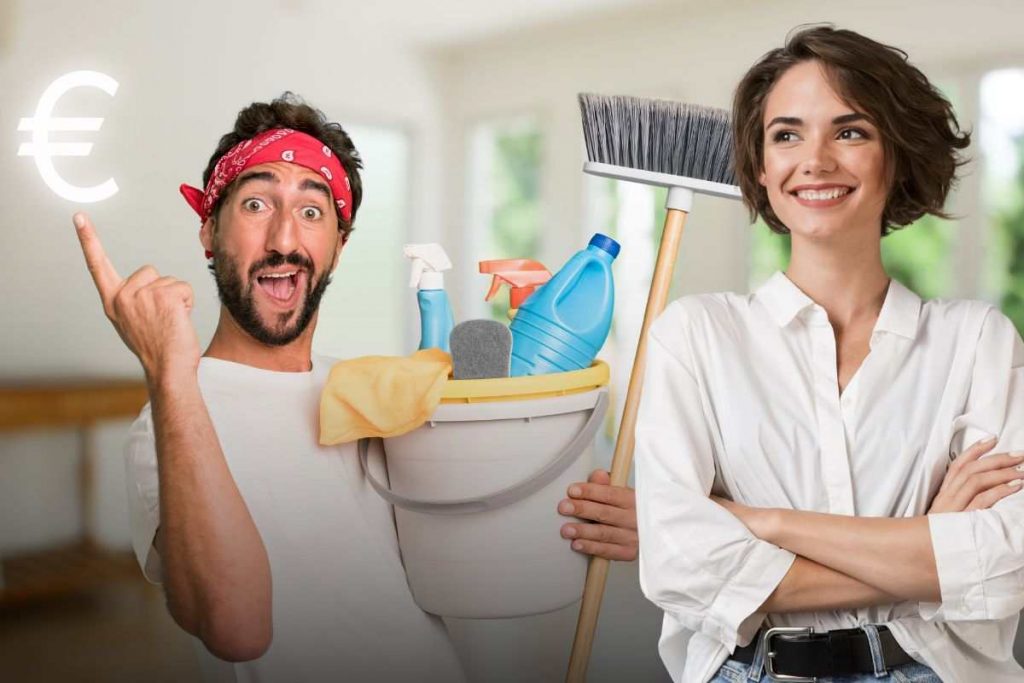 Marito chiede alla moglie il pagamento per la pulizia di casa