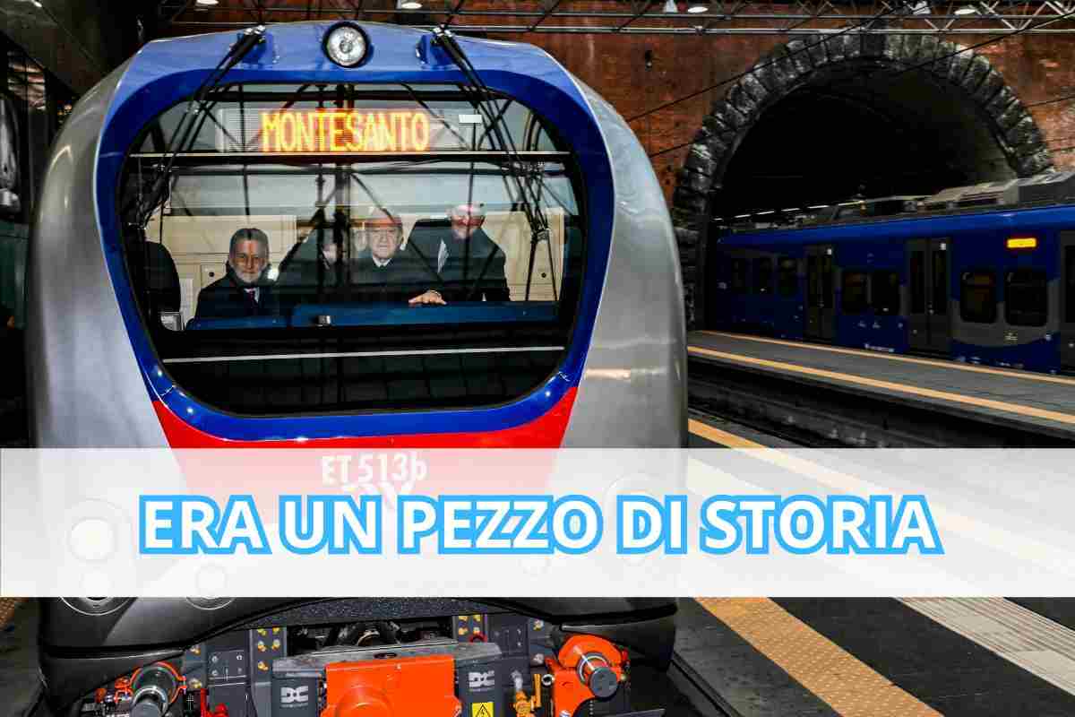 il treno della ferrovia Cumana che parte da Montesanto e arriva a Torregaveta