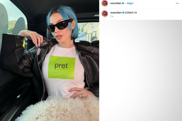 Rose Villain su Instagram esibisce la maglia "Si na pret"