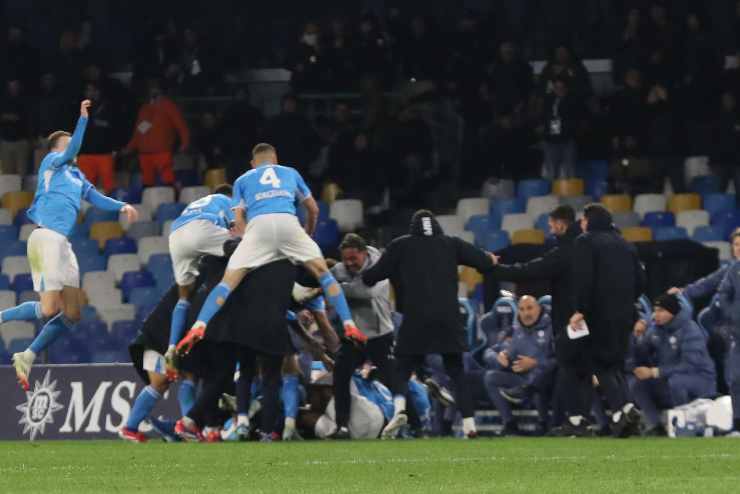 esulta il napoli dopo il gol di billing