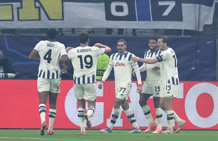 Esultanza dei calciatori dell'Atalanta