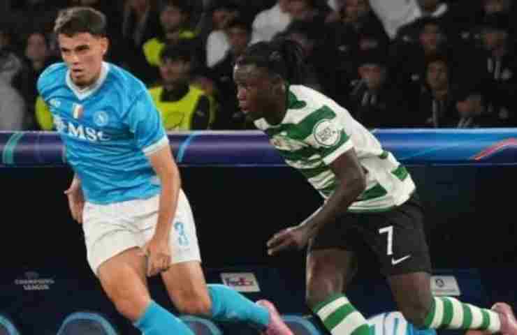 Miguel Gutierrez del Napoli in azione contro lo Sporting Lisbona