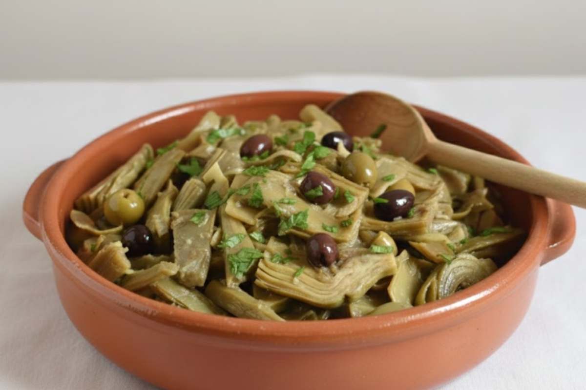 ciotola con carciofi affogati alla napoletana