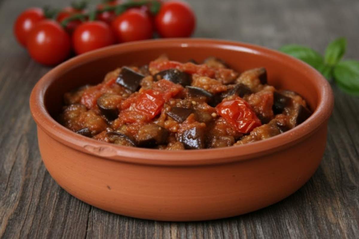 ciotola con melanzane a funghetto