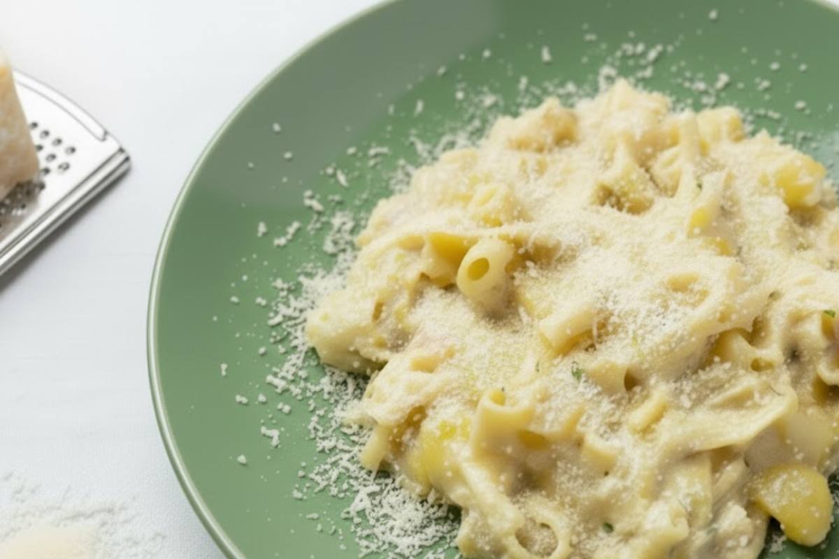 piatto di pasta e patate con provola