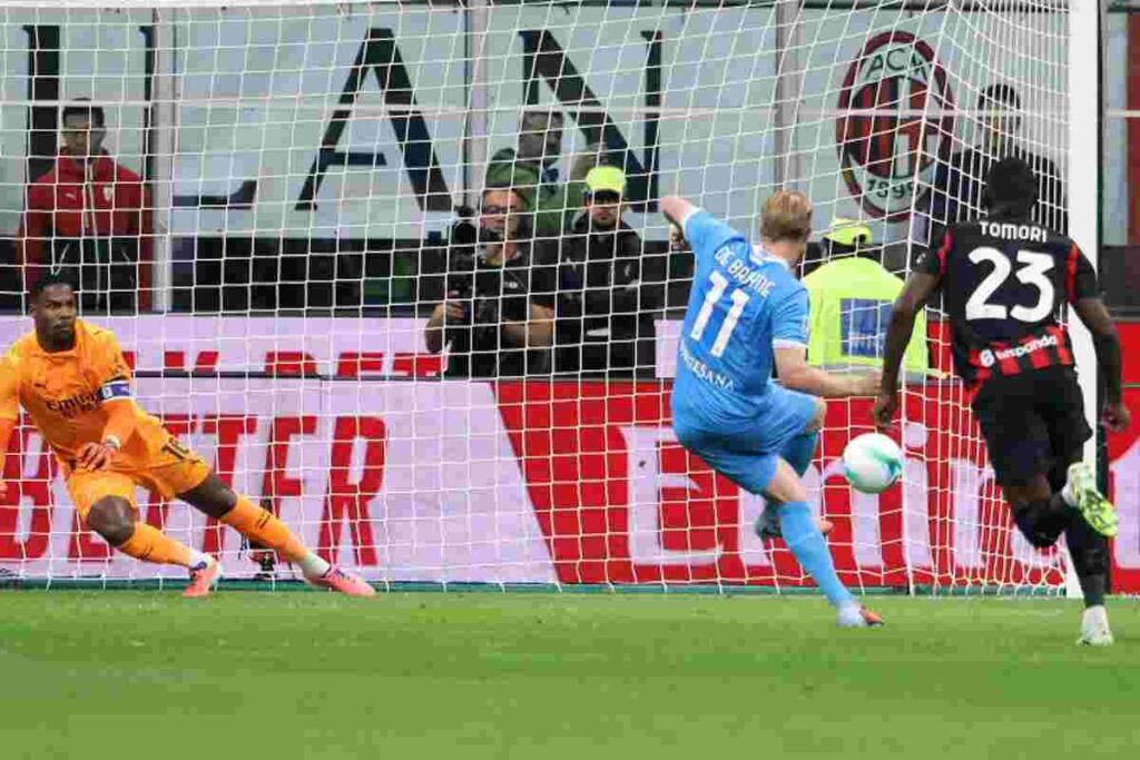 Un momento di Milan-Napoli di campionato