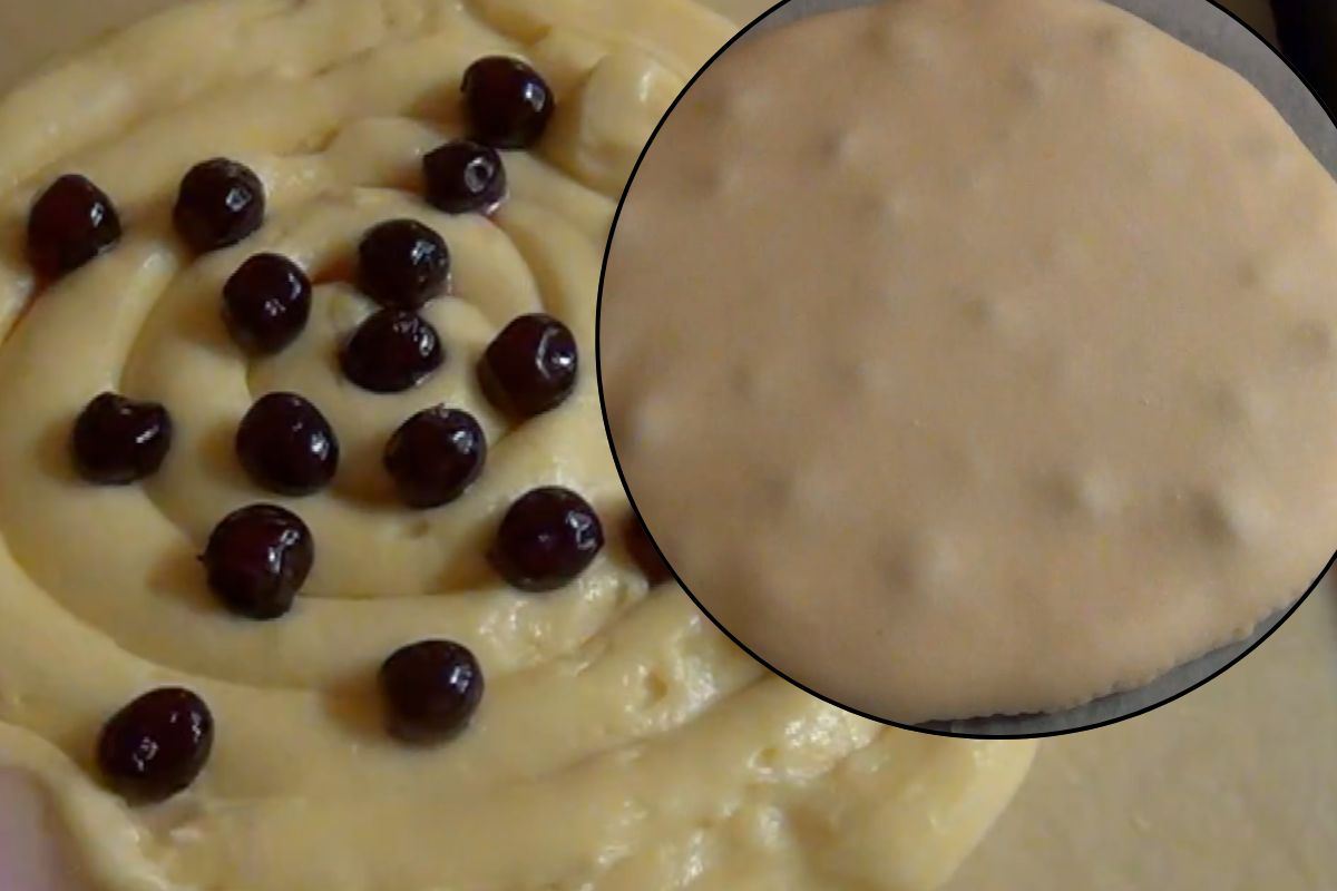 Preparazione della farcitura con crema e amarene