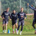 Calciatori del Napoli in allenamento