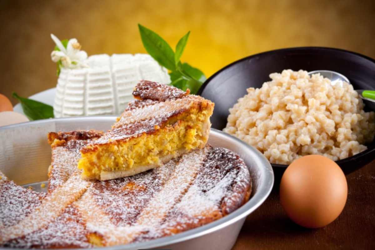 pastiera napoletana con fetta tagliata