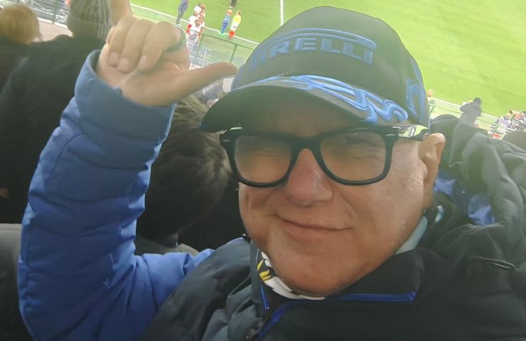Carlo Vanzini in un selfie allo stadio