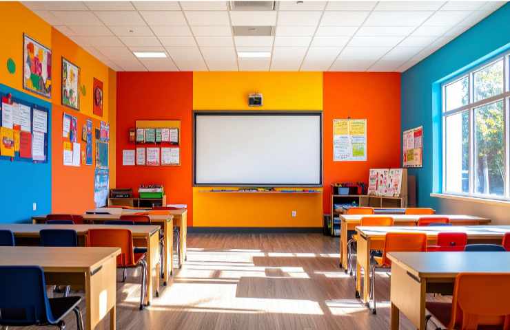 Aula di scuola elementare vuota