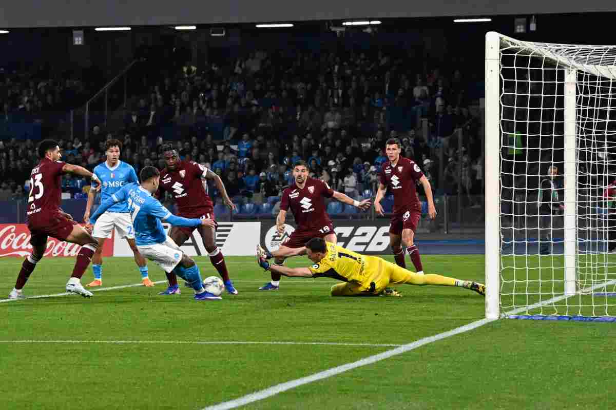 Un momento di gioco in Napoli-Torino del 6 marzo 2026.