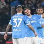 Spinazzola Elmas e Juan Jesus esultano per un gol del Napoli