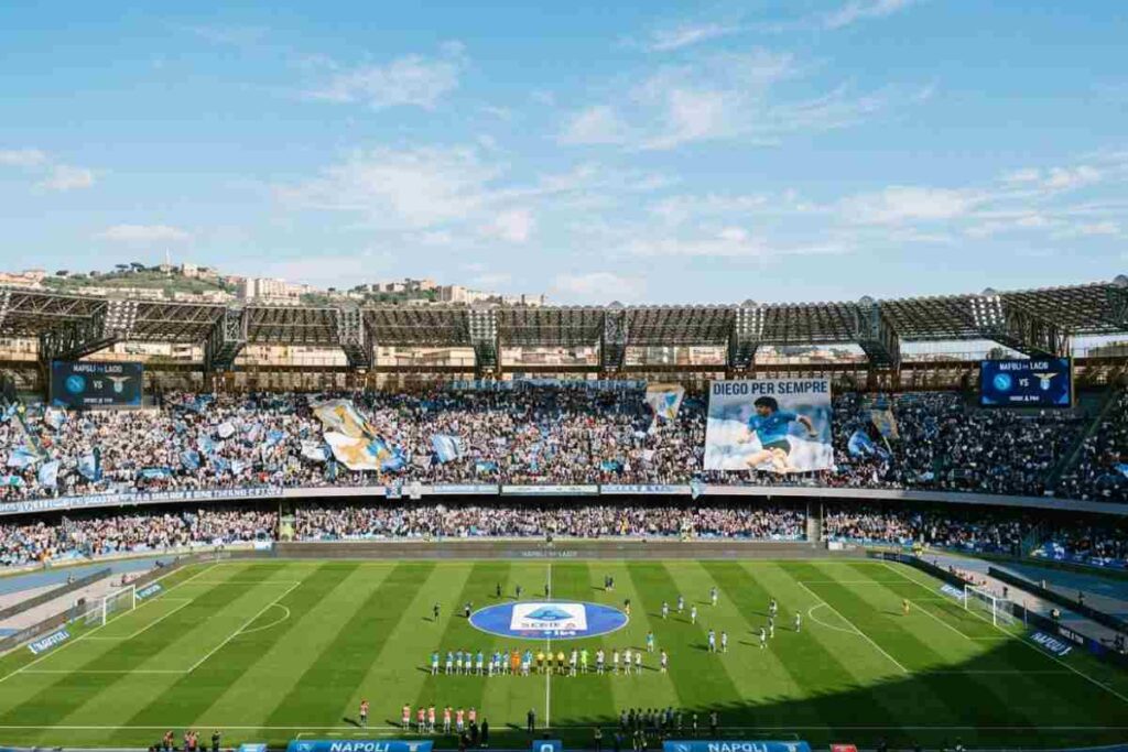 Stadio Diego Armando Maradona durante Napoli-Lazio con coreografia tifosi.