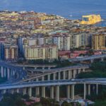 Il Vomero con il raccordo della tangenziale visti dalla collina dei Camaldoli luogo piu' alto della città di Napoli